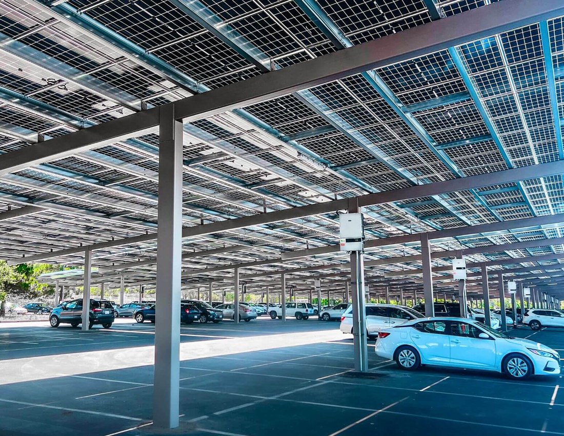 Commercial solar carport installation